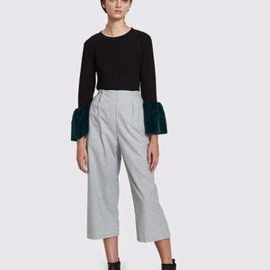 Need Supply Co Stelen Black & Faux Fur Teal Puff Long Sleeve Blouse